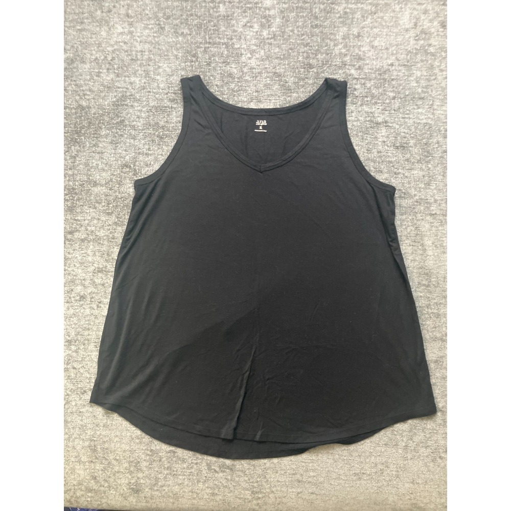 A New Approach Tank Top Womens XL Black Rayon V Neck Travel Casual Wear Pullover